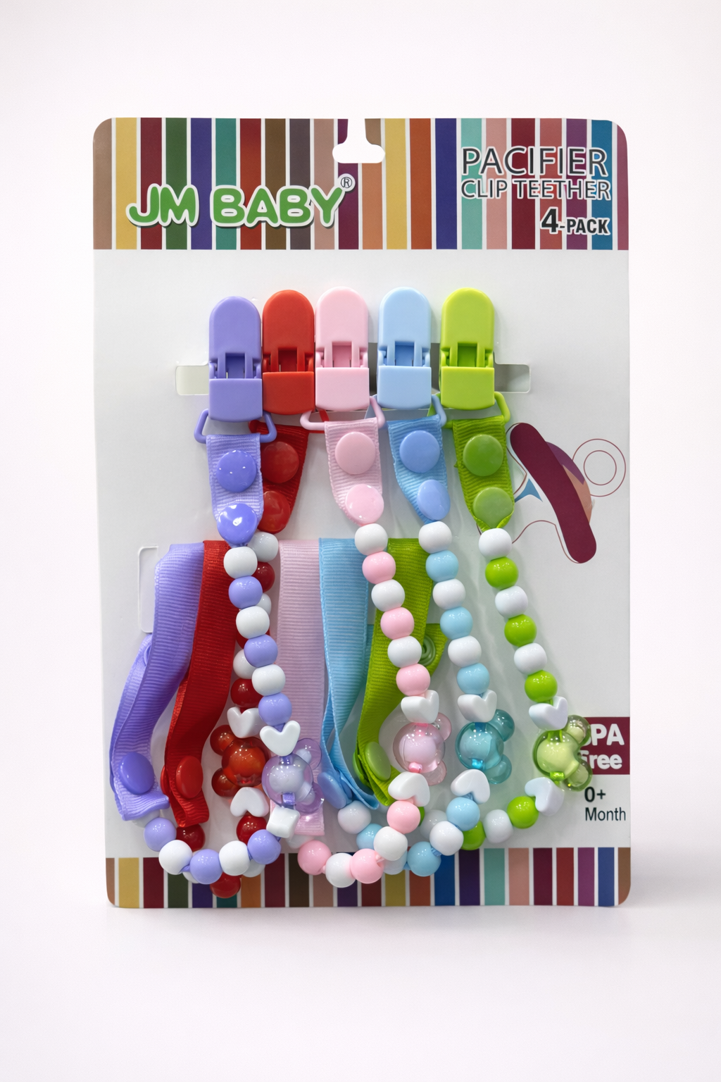 Attache-Sucette & Anneau de Dentition – Lot de 4 – BPA Free –