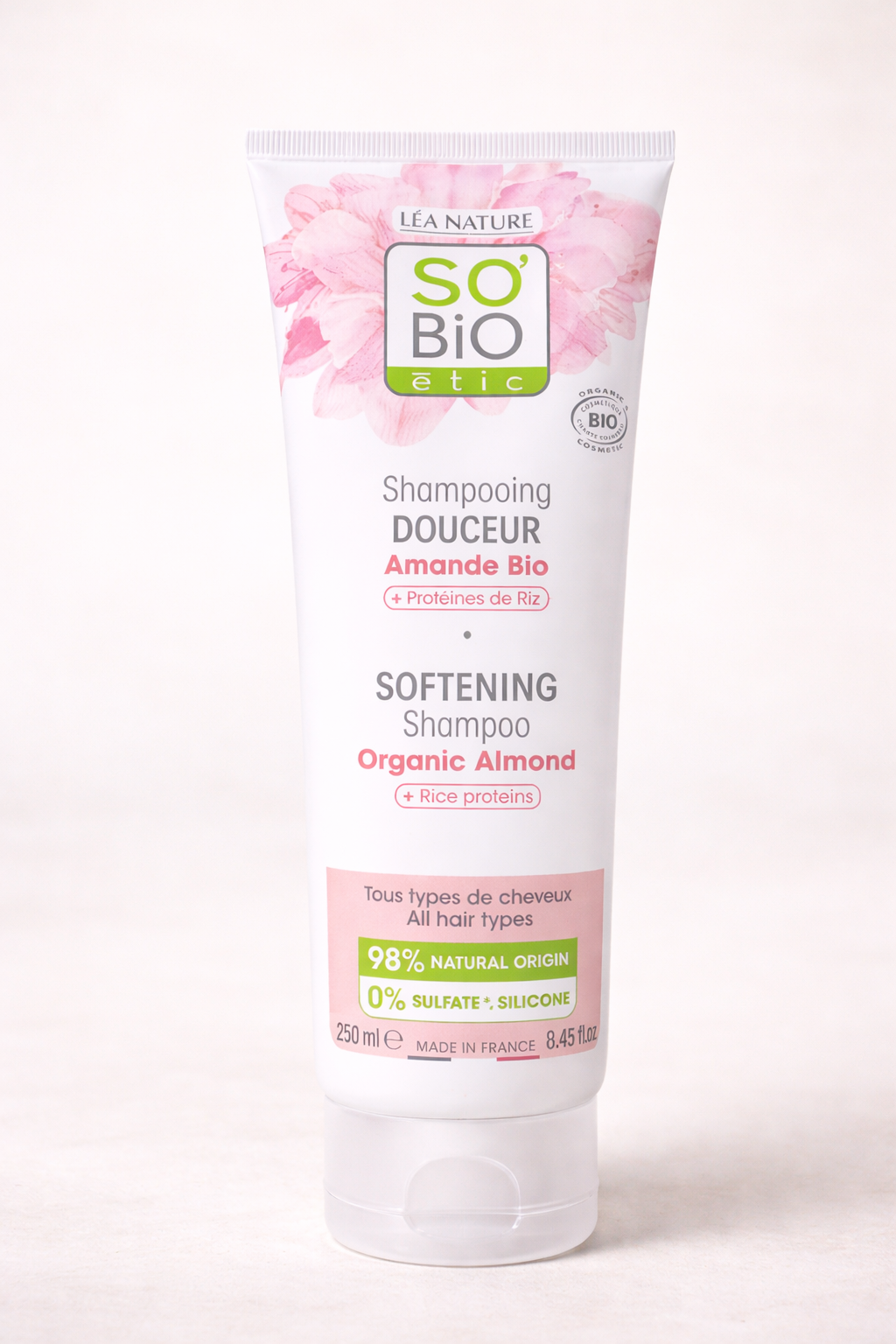 SO'BiO étic Shampooing Douceur Amande Bio – 98% d’origine naturelle, sans sulfates ni silicone