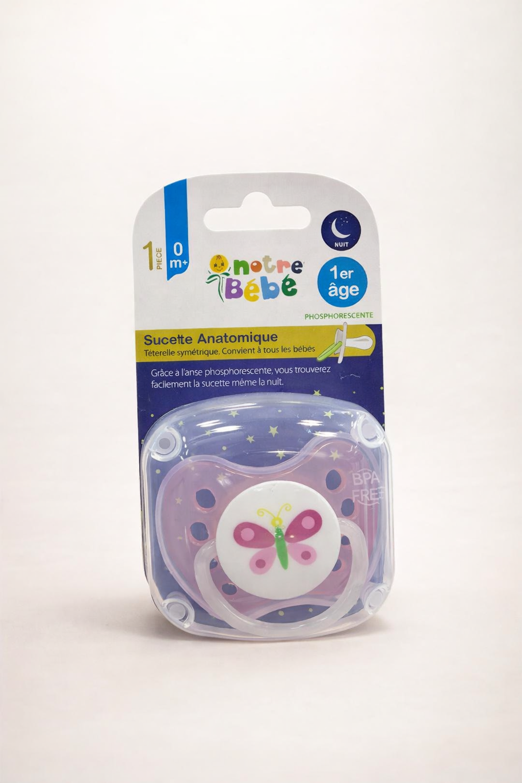 Notre Bébé Sucette Anatomique Phosphorescente Nuit – 0m+ – Sans BPA