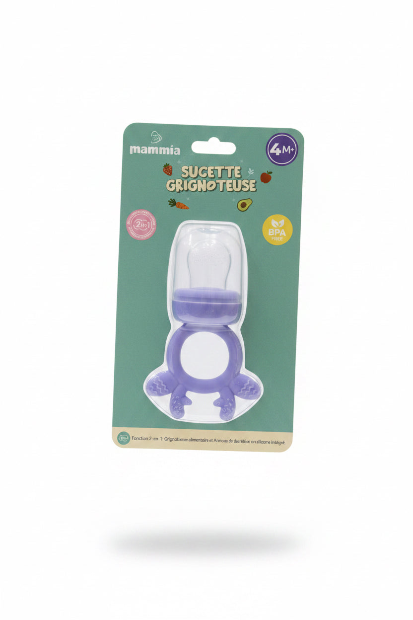 Mammia sucette grignoteuse et anneau de dentition en silicone 2en1 4m+
