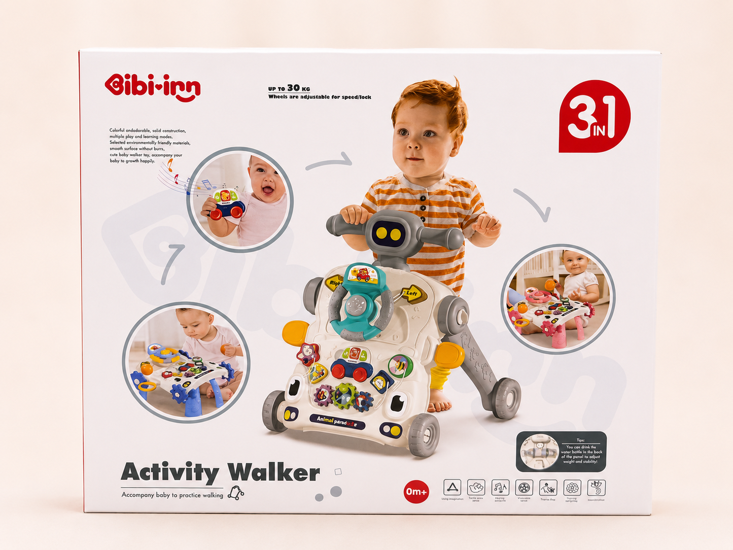 trotteur éducatif 3-en-1 Activity Walker ( gris / bleu / rose )