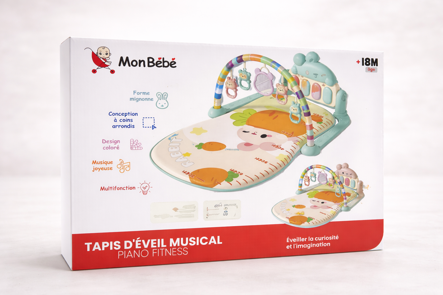MonBébé Tapis d’Éveil Musical Piano Fitness – Dès 18 Mois