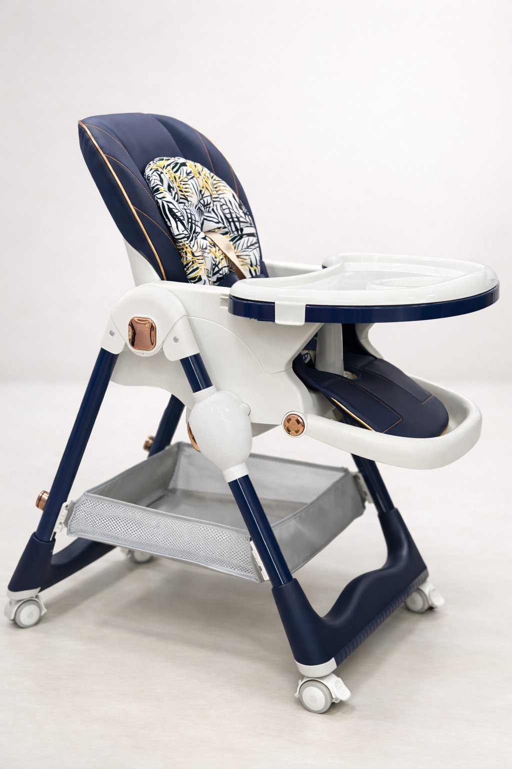 Chaise Haute Bébé avec Tablette Amovible & Panier de Rangement