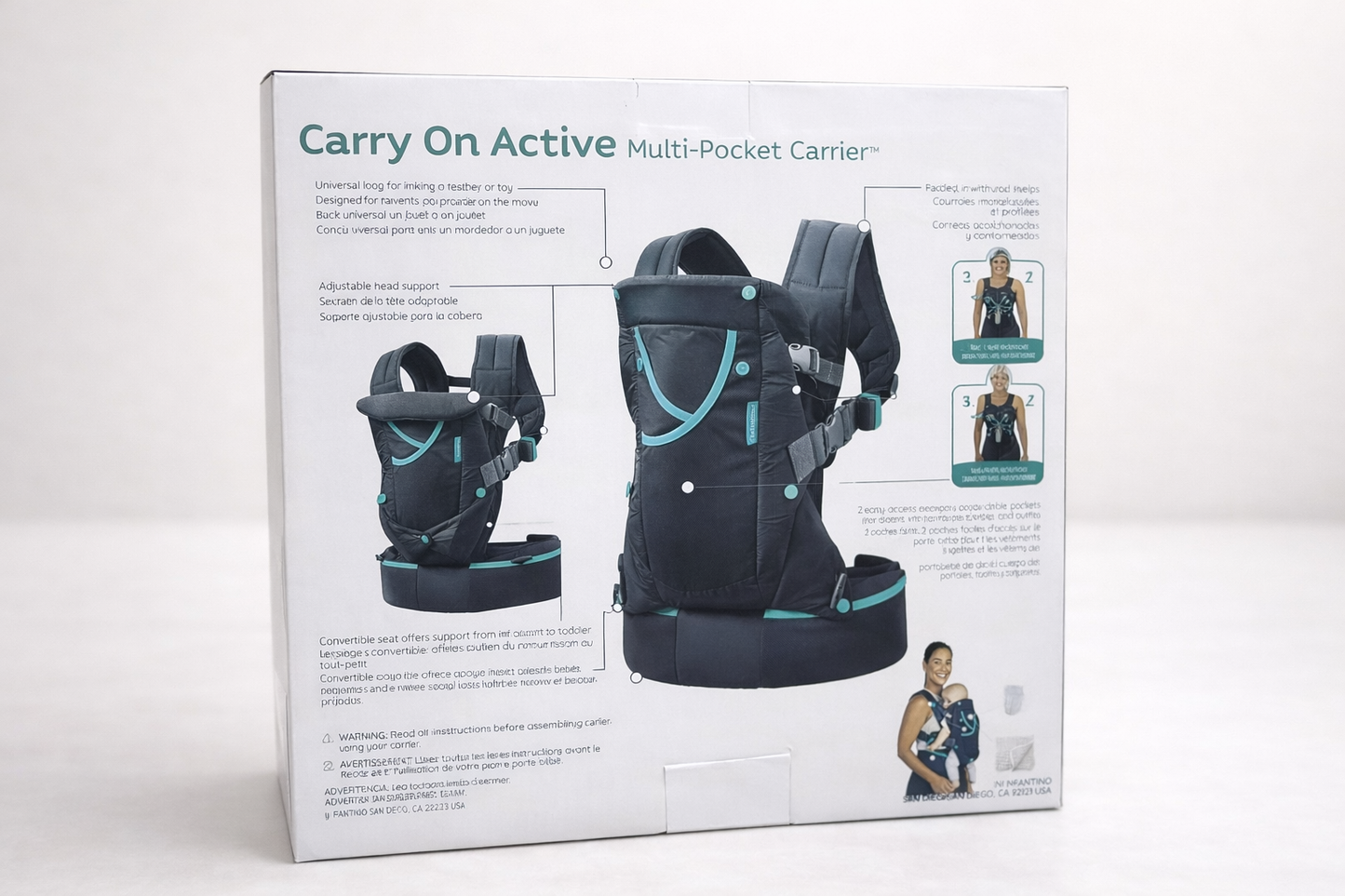 Infantino Carry On Active™ – Porte-Bébé Multi-Pocket 4 Positions (3,6–18 kg)