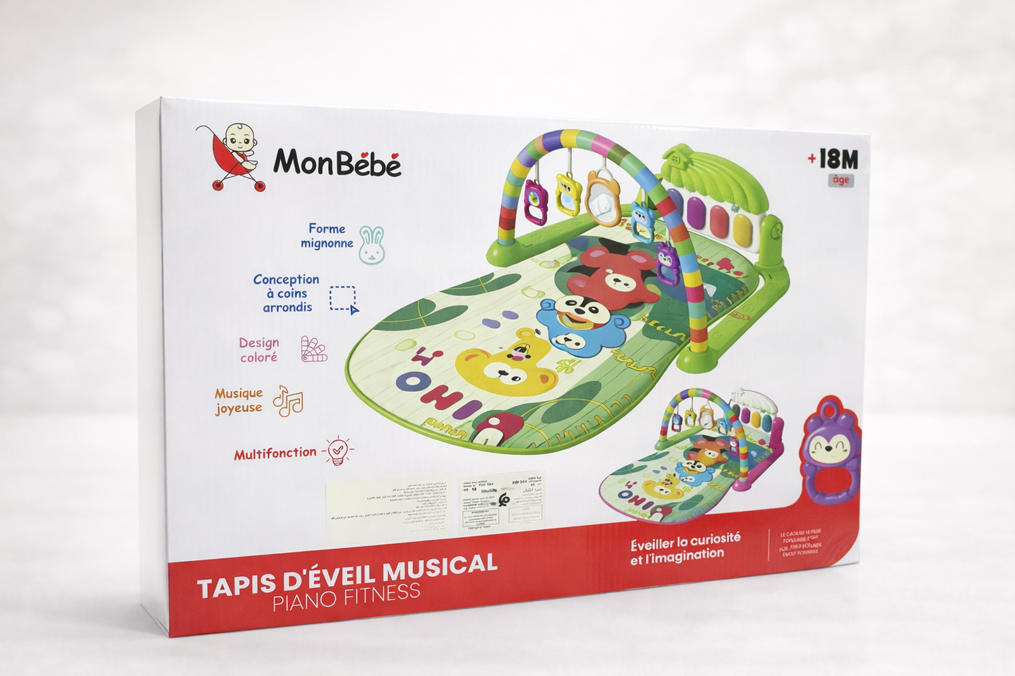 MonBébé Tapis d’Éveil Musical Piano Fitness – Dès 18 Mois