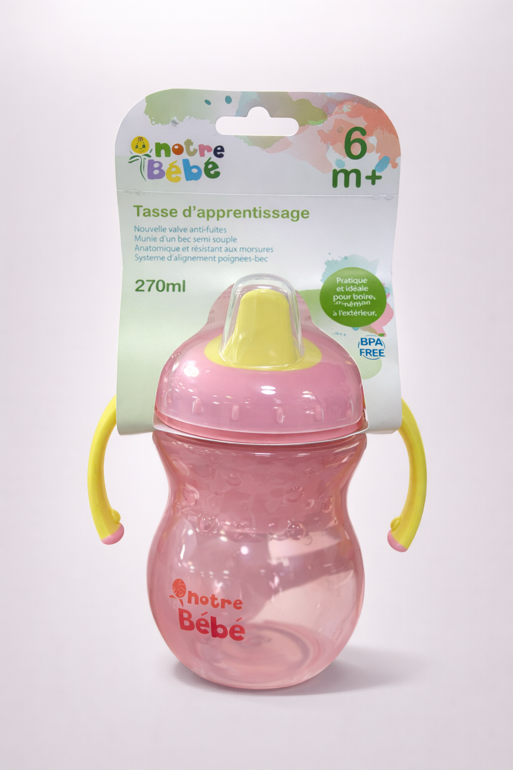 Notre Bébé Tasse d’Apprentissage 270ml – 6m+ Anti-Fuites avec Bec Semi-Souple (BPA Free)