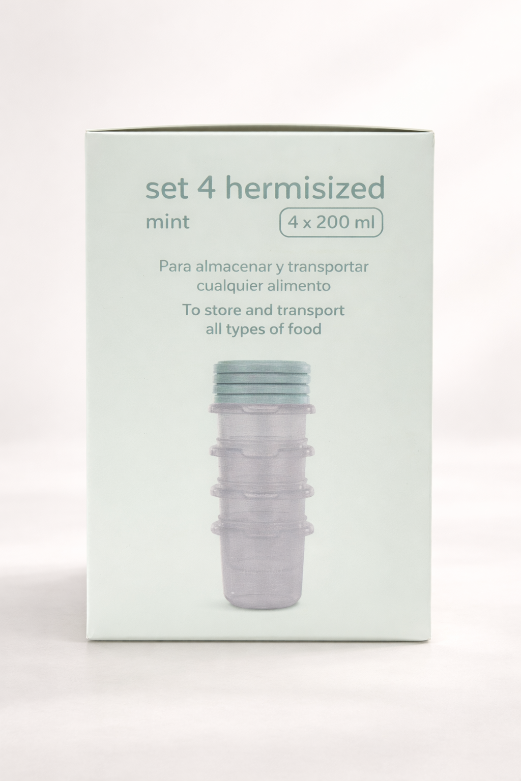 Set de 4 pots hermétiques Miniland – 200 ml (coloris mint)