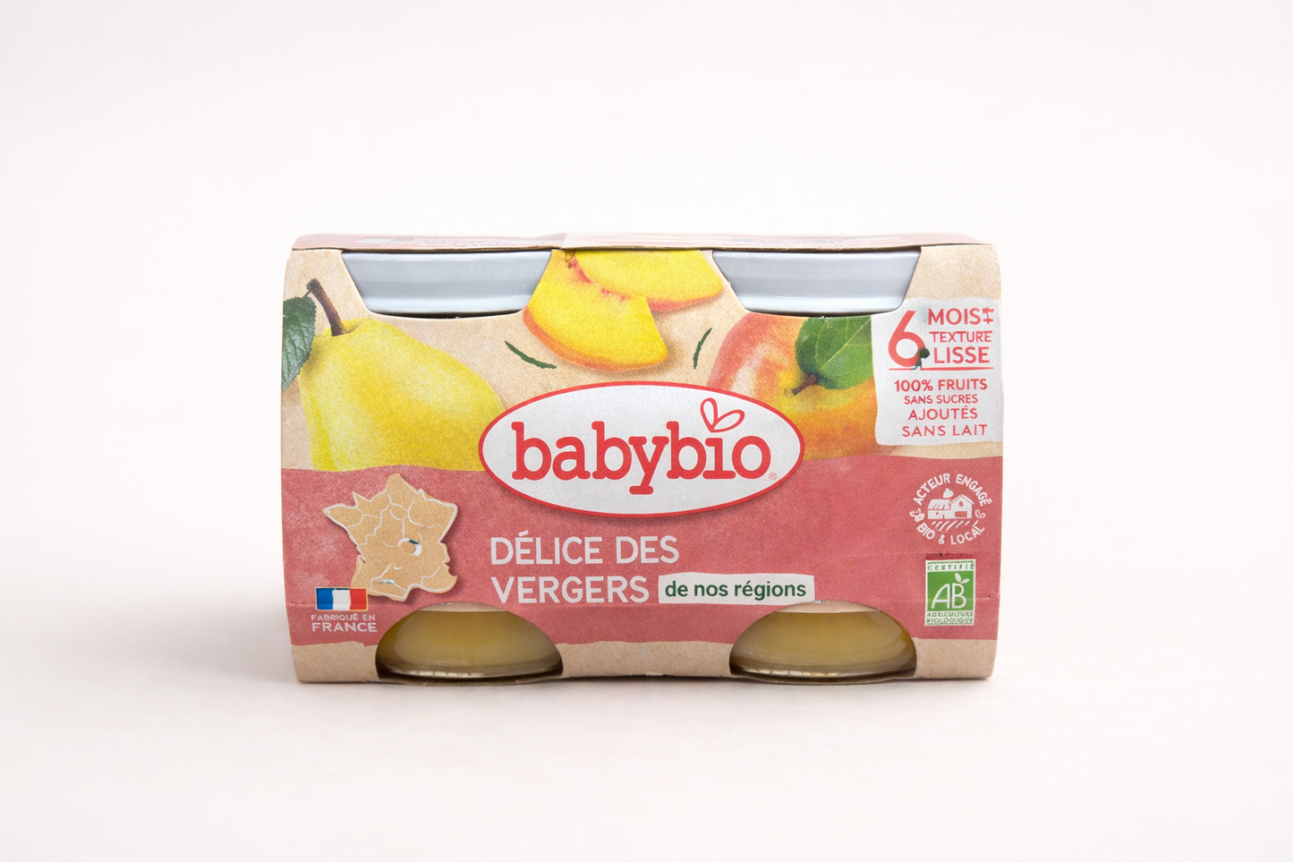 Babybio Délice des Vergers Bio – Dès 6 mois (2 x 130 g)