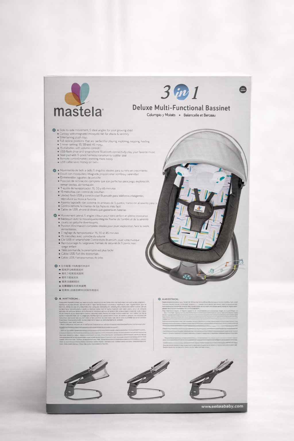 Transat bébé 3 en 1 Mastela – Deluxe Multi-Functional Bassinet relax
