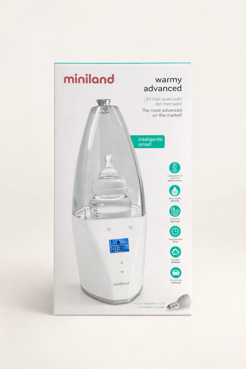 Miniland Warmy Advanced – Chauffe-biberon Intelligent 6-en-1 (Maison & Voiture)