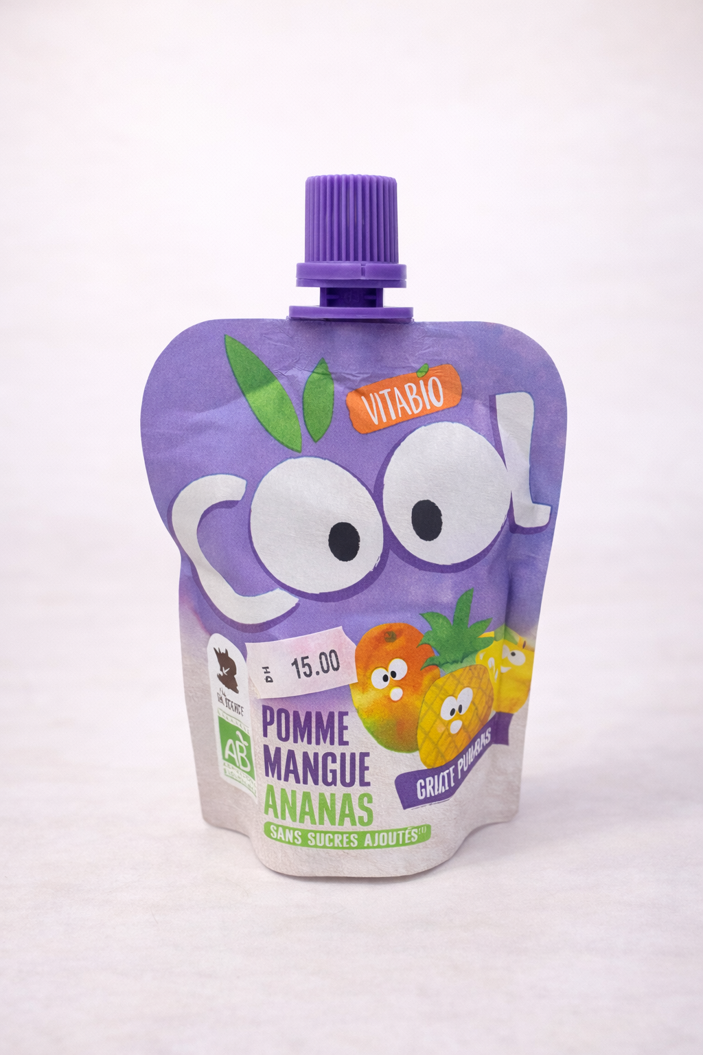 Vitabio Cool Fruits Bio – Pomme, Mangue, Ananas (x4) – Sans Sucres Ajoutés