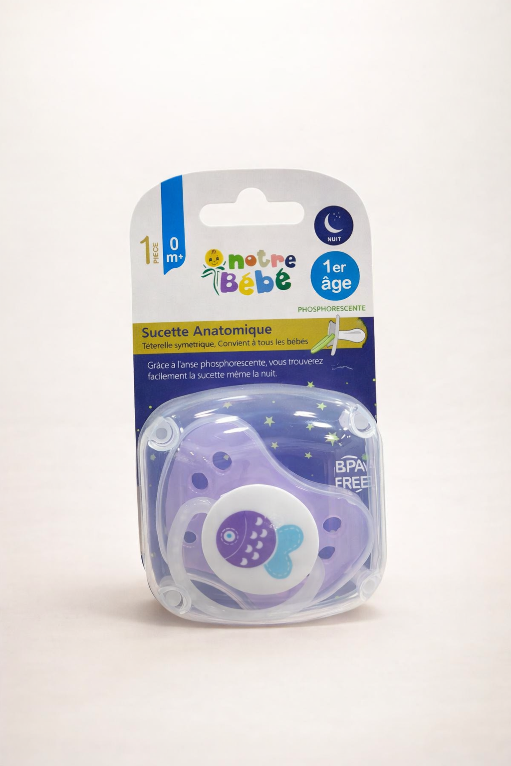 Notre Bébé Sucette Anatomique Phosphorescente Nuit – 0m+ – Sans BPA