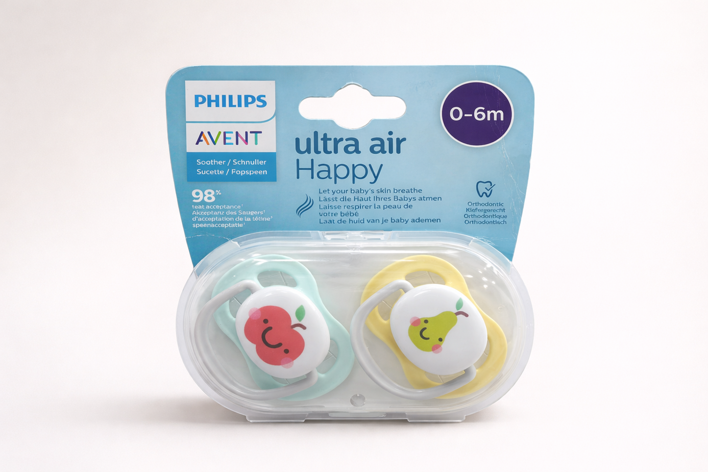Philips Avent Ultra Air Happy Sucette Orthodontique 0–6 mois – Lot de 2