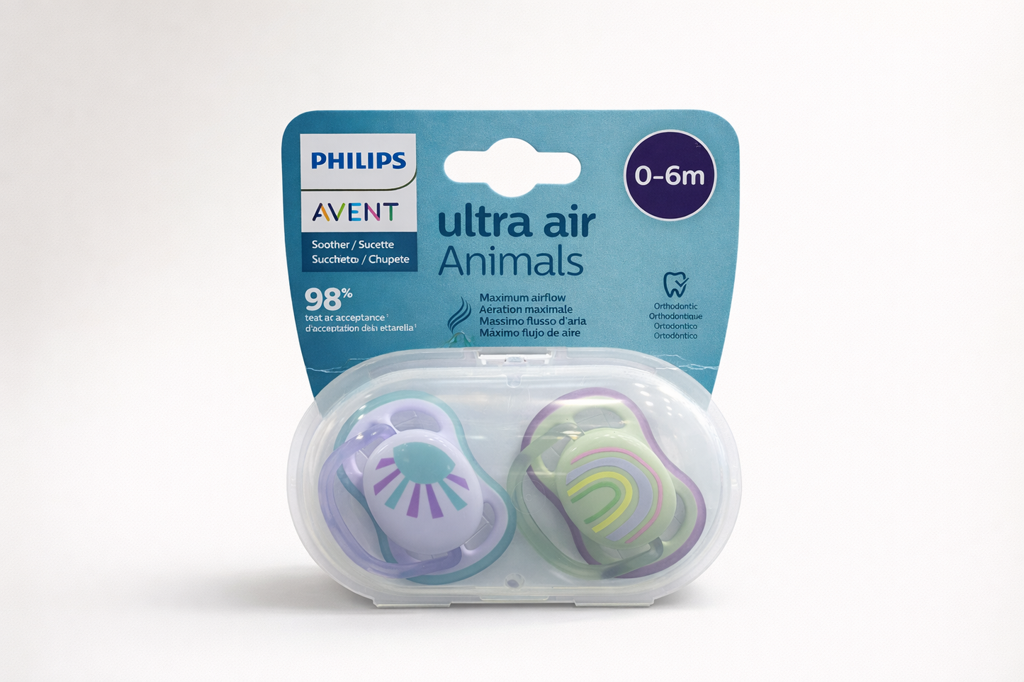 Philips Avent Ultra Air Happy Sucette Orthodontique 0–6 mois – Lot de 2