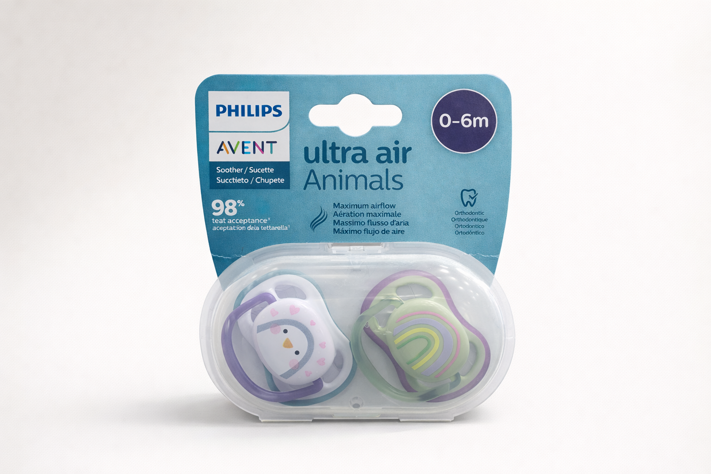 Philips Avent Ultra Air Happy Sucette Orthodontique 0–6 mois – Lot de 2