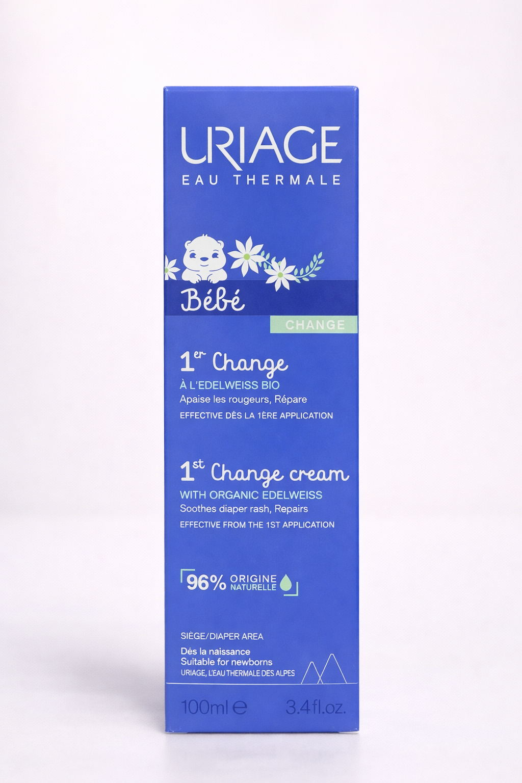 Uriage Bébé 1er Change – Crème Change à l’Edelweiss Bio, Dès la Naissance (100 ml)