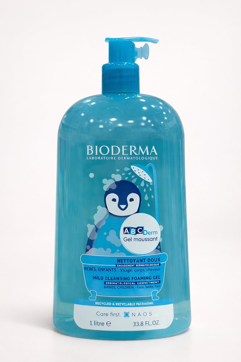 Bioderma ABCDerm Gel Moussant Doux 1L – Nettoyant Visage, Corps & Cheveux Bébé