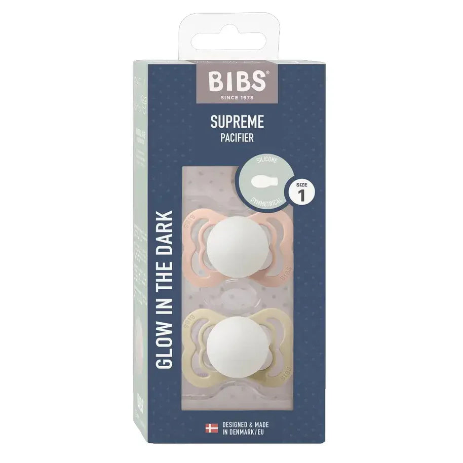 Lot de 2 Sucettes Bibs Supreme GLOW - Blush/Vanilla