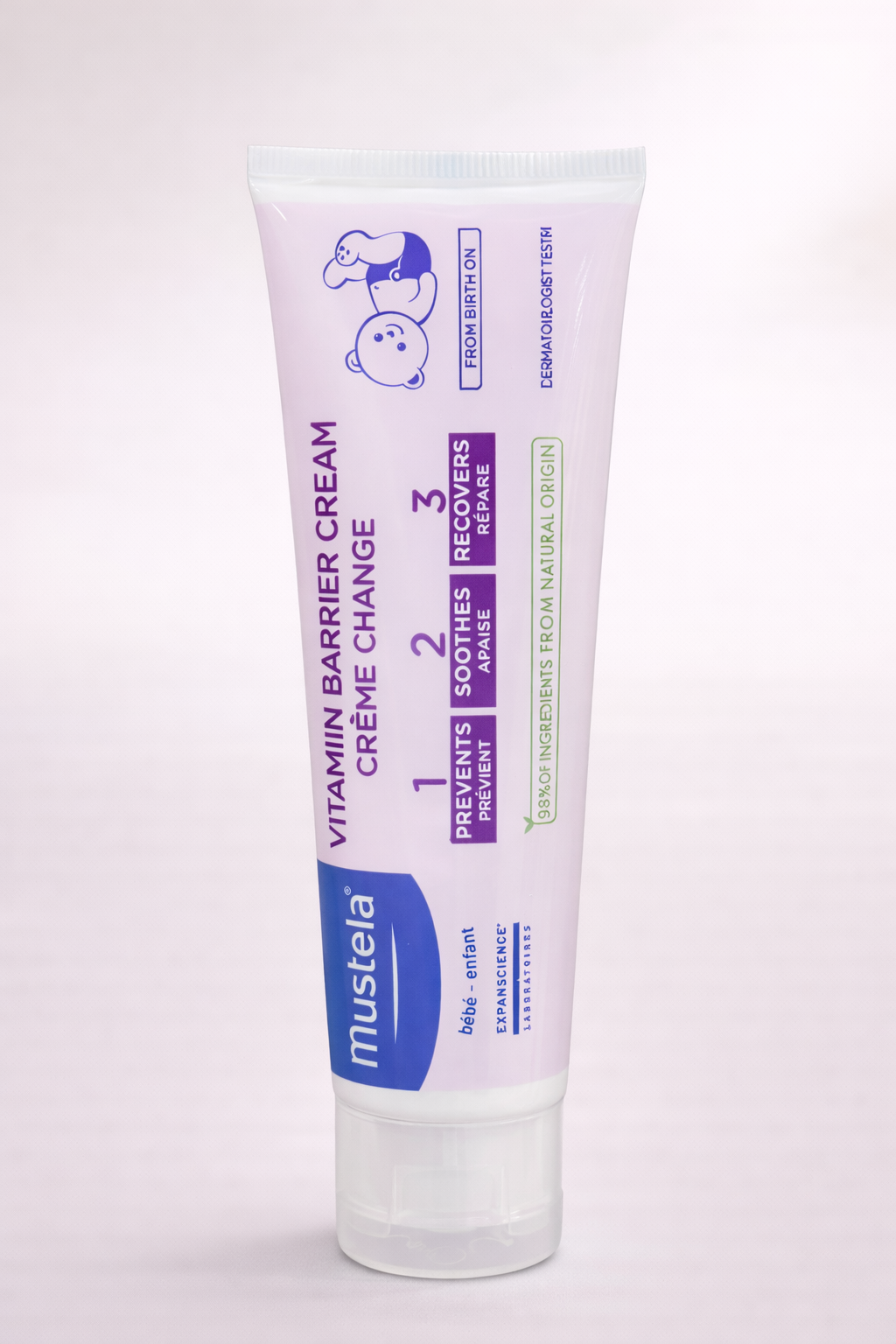 Mustela Crème Change Vitamine Barrière 1·2·3 – Dès la Naissance (98 % d’Origine Naturelle)