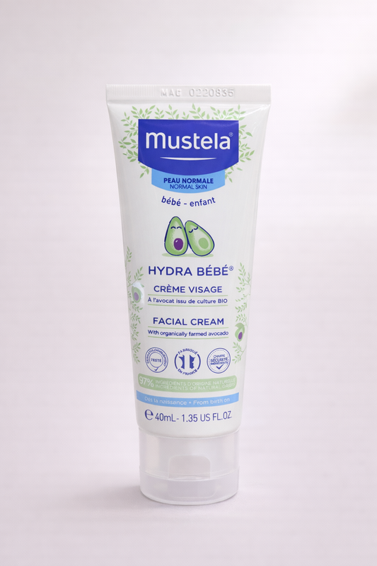Mustela Hydra Bébé Crème Visage – Peau Normale, Avocat Bio (Dès la Naissance – 40 ml)