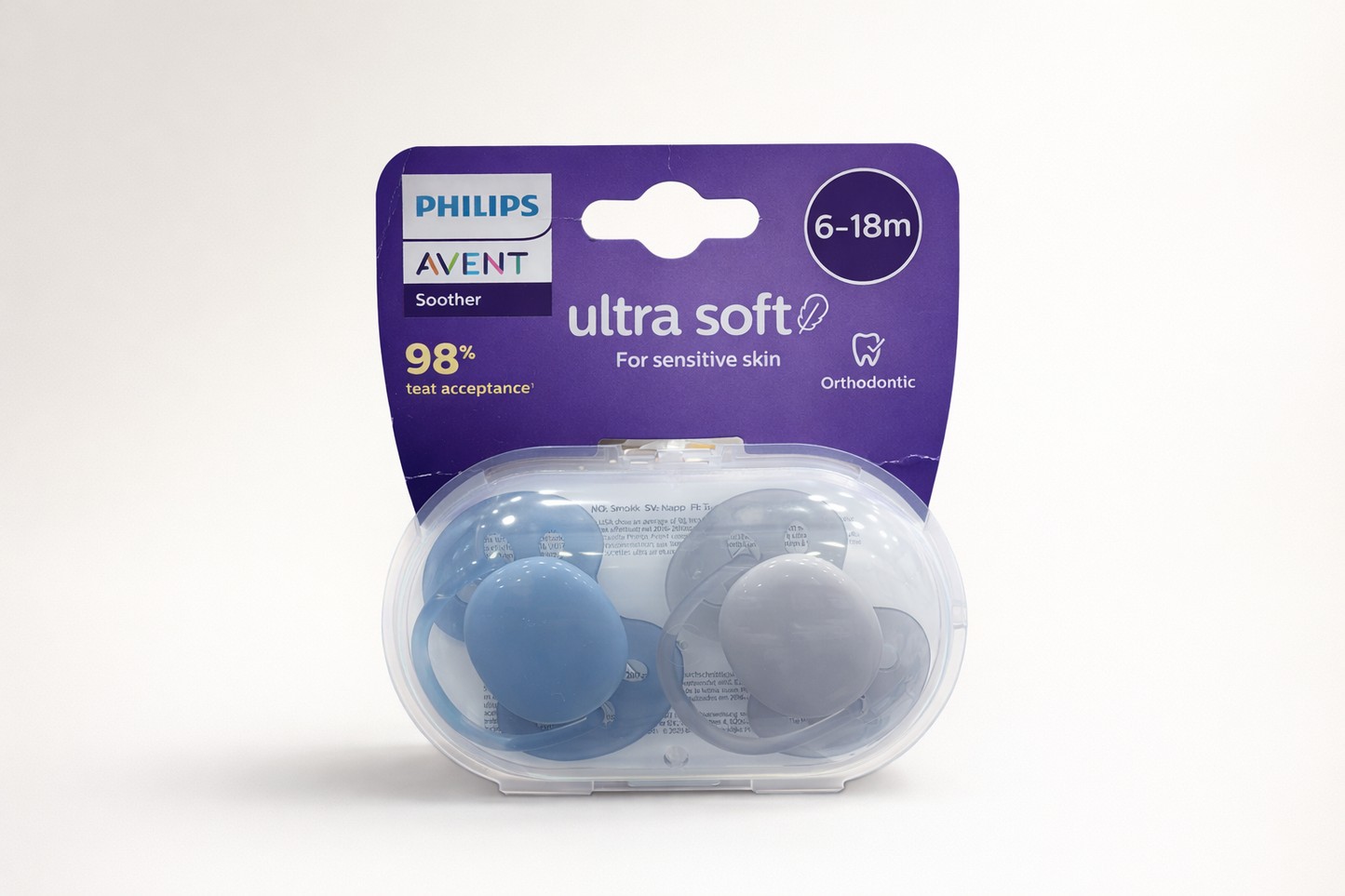 Philips Avent Ultra Soft Sucette Orthodontique 6–18 mois – Peaux Sensibles (Lot de 2)
