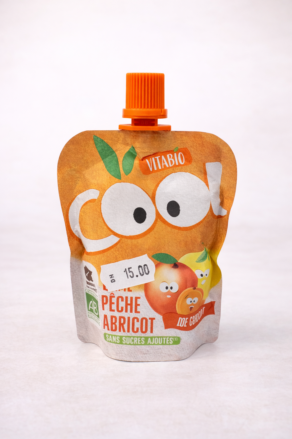 Vitabio Cool Fruits Bio – Pomme, Pêche & Abricot (x4) – Sans Sucres Ajoutés
