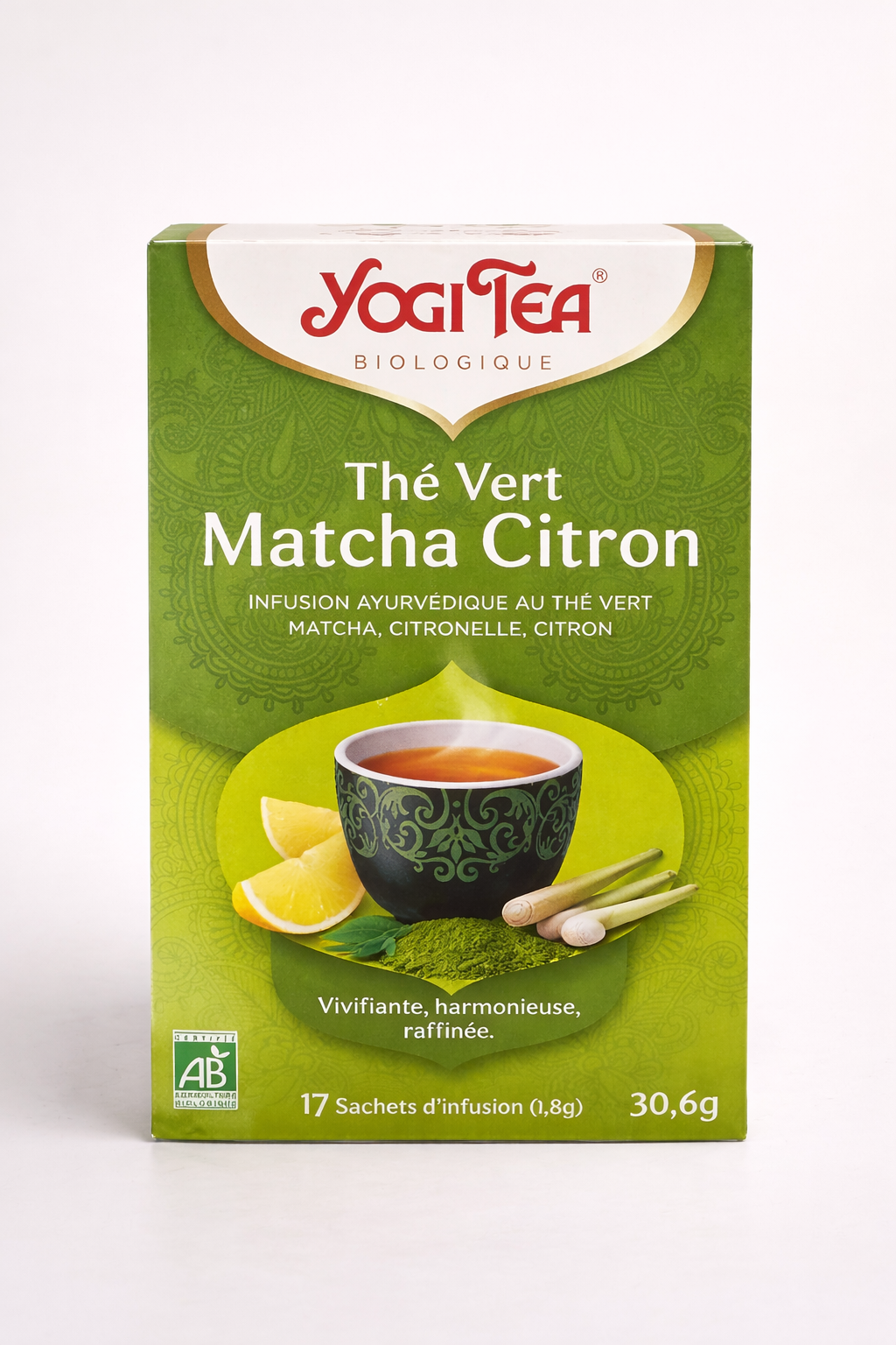 Yogi Tea Thé Vert Matcha Citron Bio – Infusion Ayurvédique au Matcha & Citron (17 sachets)