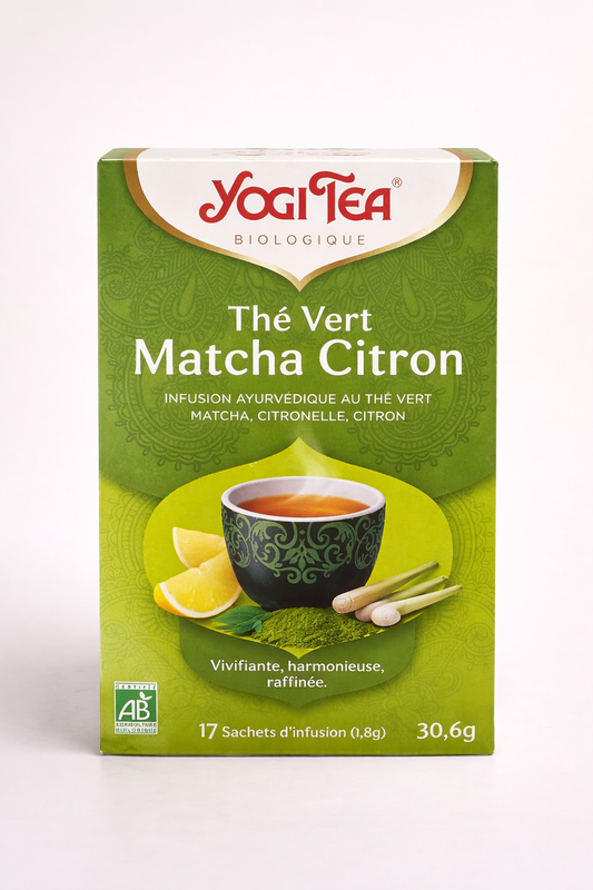 Yogi Tea Thé Vert Matcha Citron Bio – Infusion Ayurvédique au Matcha & Citron (17 sachets)