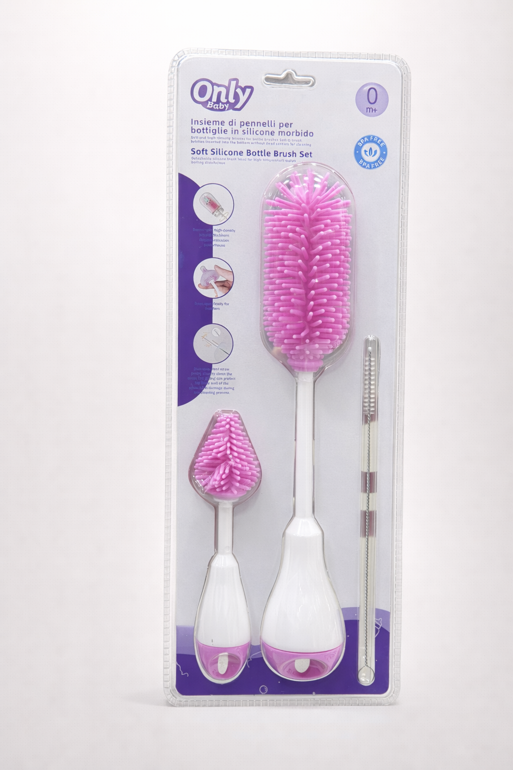 Only Baby – Set de Goupillons en Silicone Souple pour Biberons (0m+) – Sans BPA