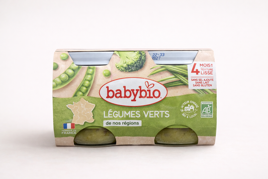 Babybio Légumes Verts Bio – Dès 4 mois (2 x 130 g)