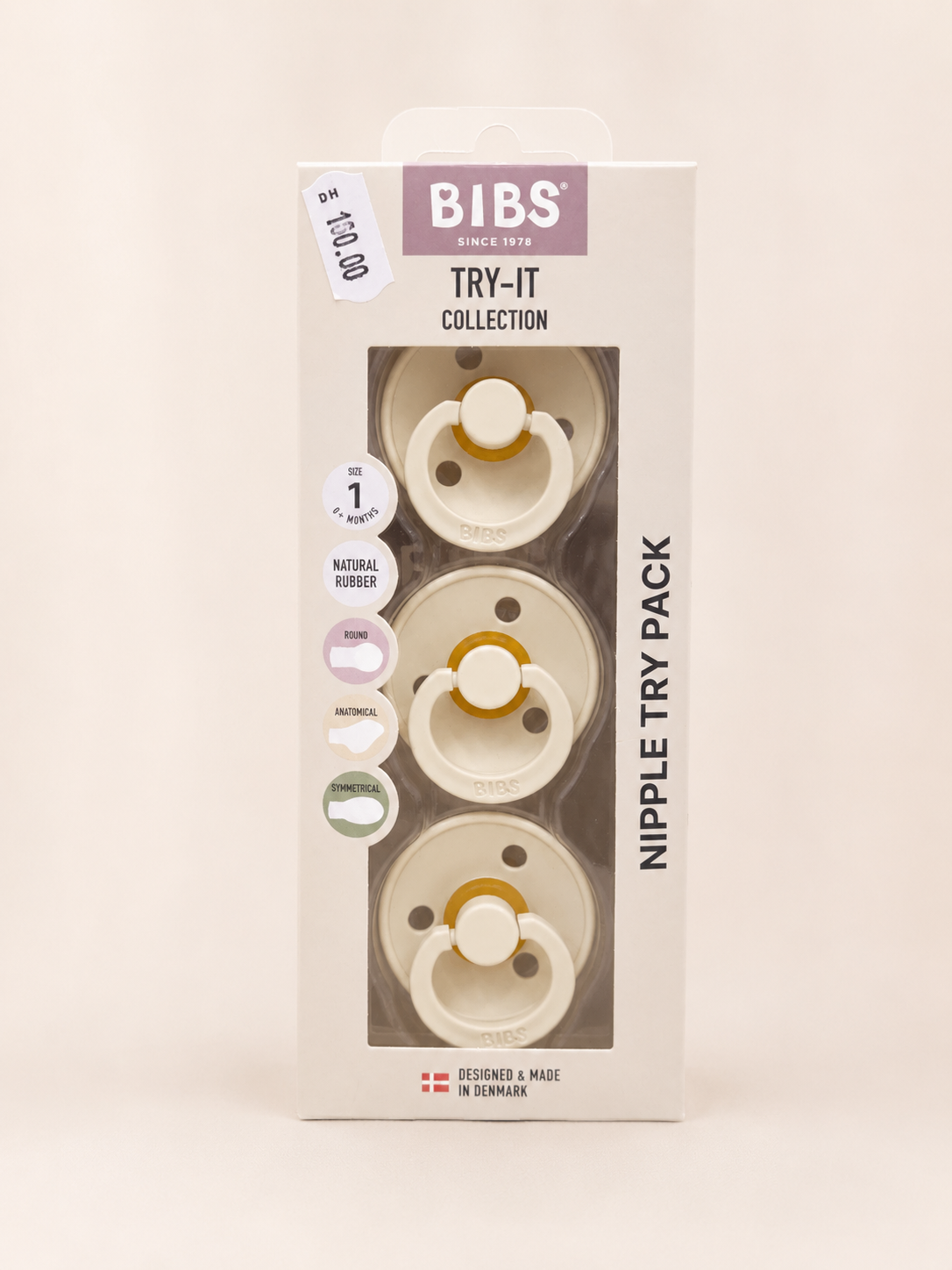 Lot de 3 Sucettes Bibs New Baby Try-It Collection - Ivory