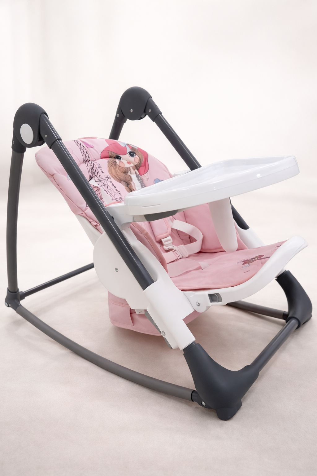 Chaise Haute Bébé avec Fonction Bascule & Tablette Amovible