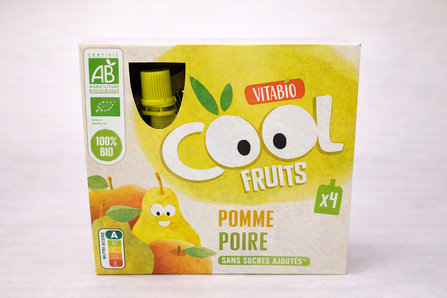Vitabio Cool Fruits Bio – Pomme & Poire (x4) – Sans Sucres Ajoutés