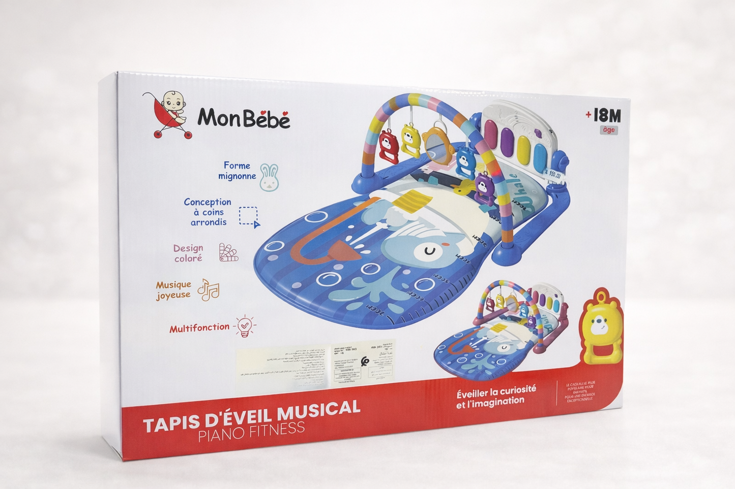 MonBébé Tapis d’Éveil Musical Piano Fitness – Dès 18 Mois