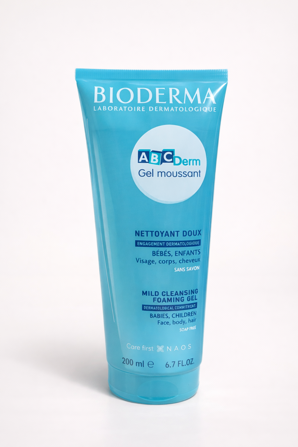 Bioderma ABCDerm Gel Moussant Doux 200ml – Nettoyant Sans Savon Visage, Corps & Cheveux Bébé