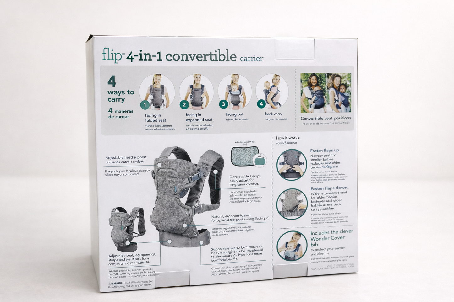 Infantino Flip™ 4-in-1 Convertible – Porte-Bébé Ergonomique 4 Positions (3,6–14,5 kg)