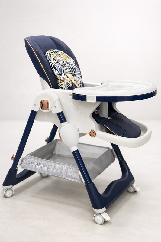 Chaise Haute Bébé avec Tablette Amovible & Panier de Rangement