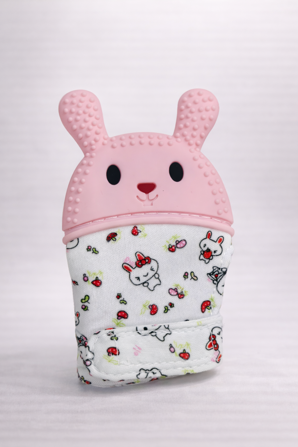 Gant de dentition bébé en silicone avec attache – Motif lapin
