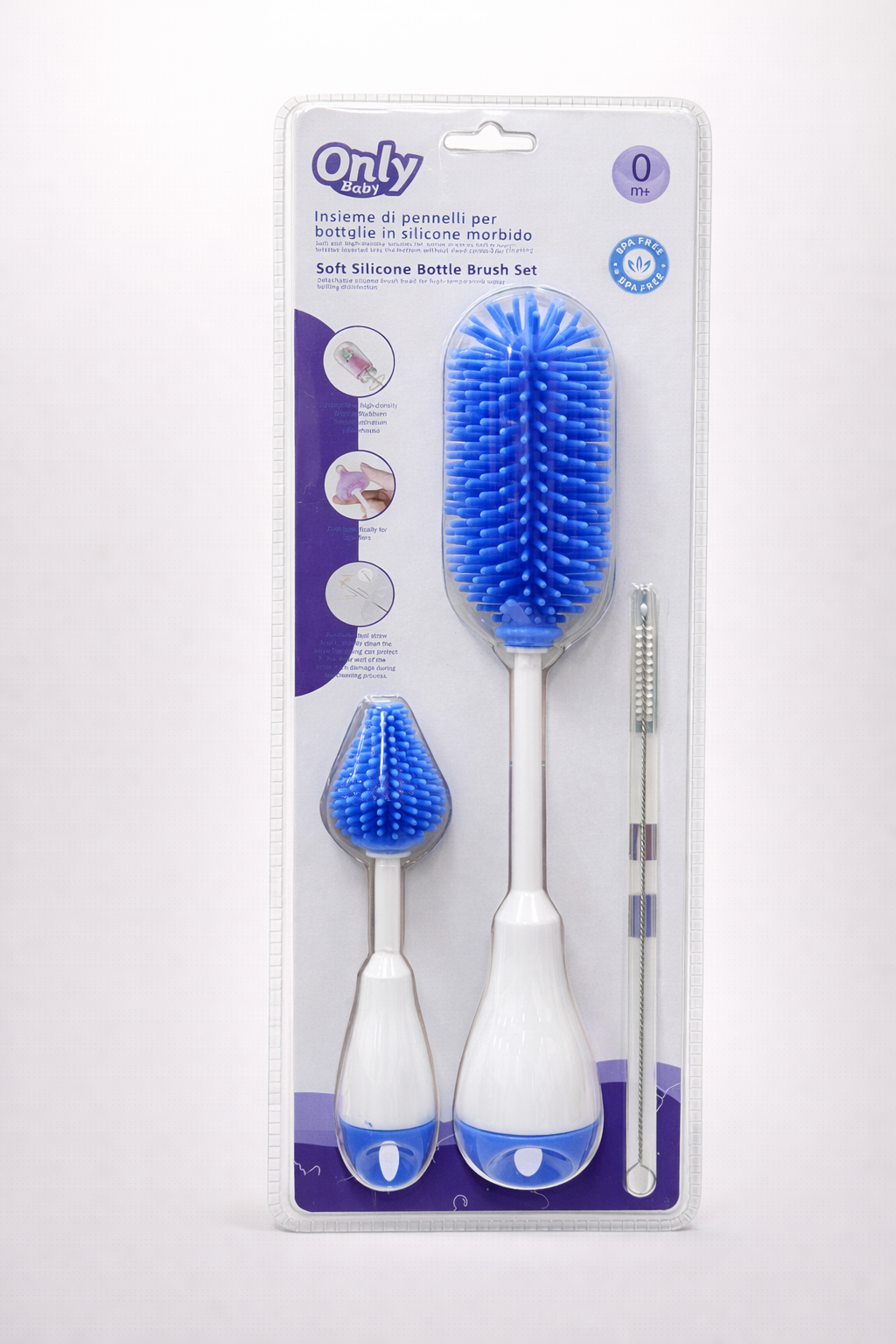 Only Baby – Set de Goupillons en Silicone Souple pour Biberons (0m+) – Sans BPA