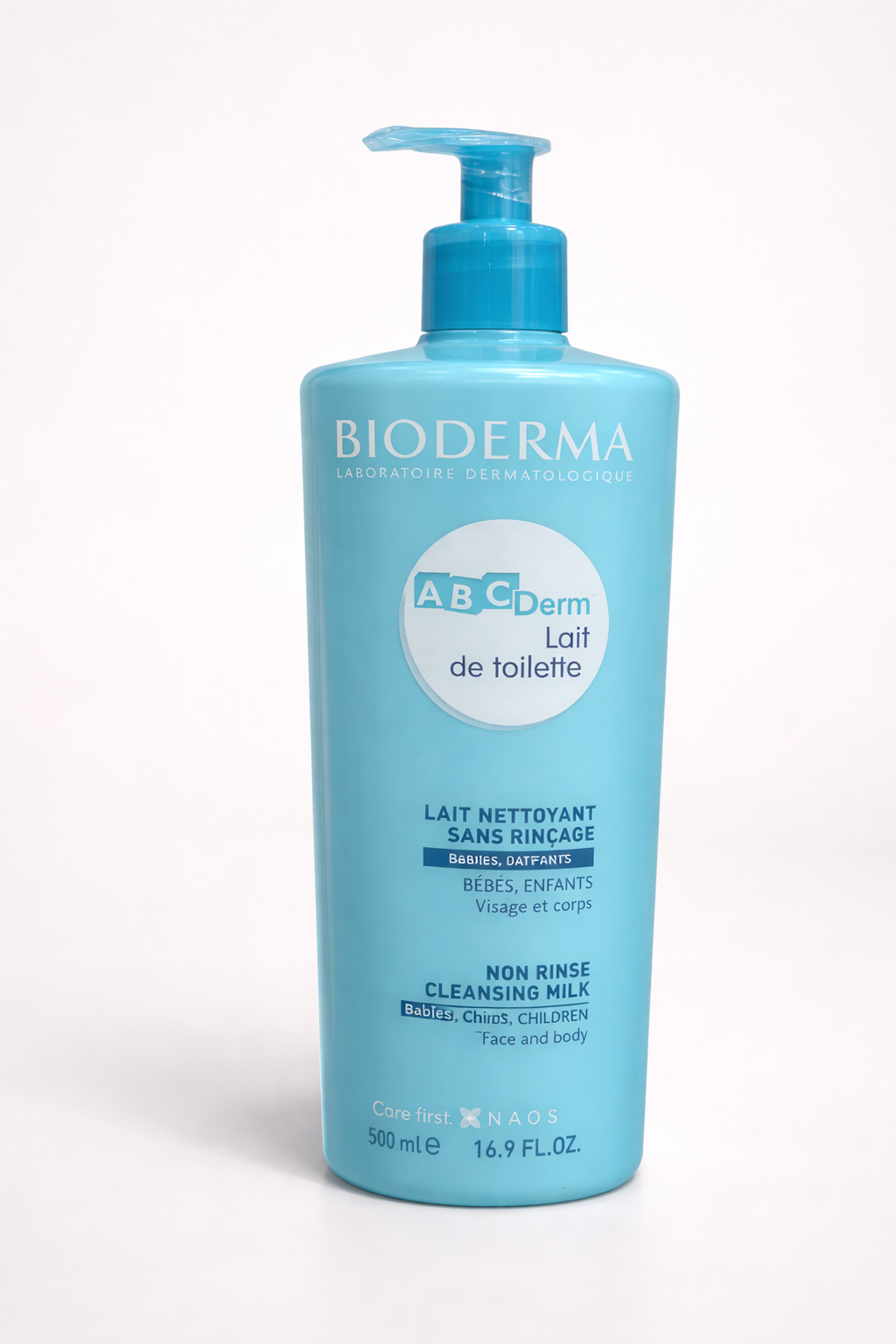 Bioderma ABCDerm Lait de Toilette Sans Rinçage – Nettoyant Doux Bébé & Enfant Visage & Corps (500 ml)