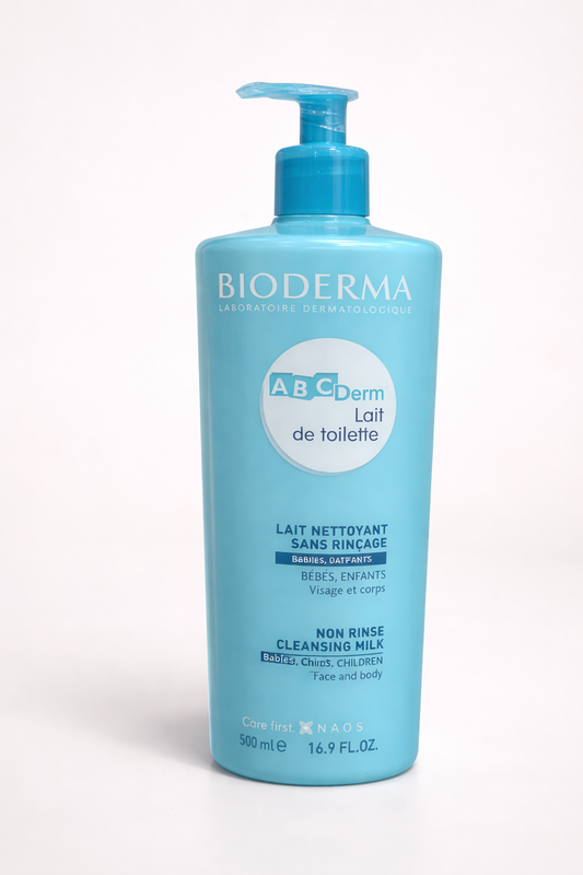Bioderma ABCDerm Lait de Toilette Sans Rinçage – Nettoyant Doux Bébé & Enfant Visage & Corps (500 ml)