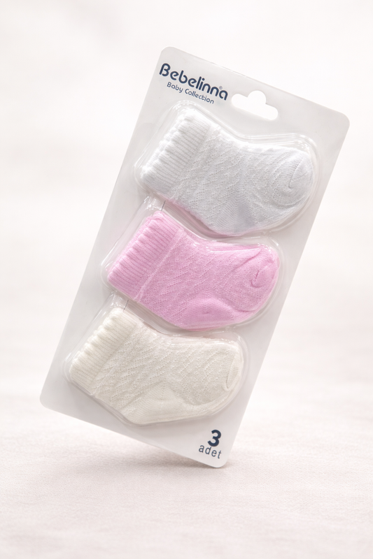 Chaussettes Bébé Coton Doux – Lot de 3 | Bebelinna Baby Collection