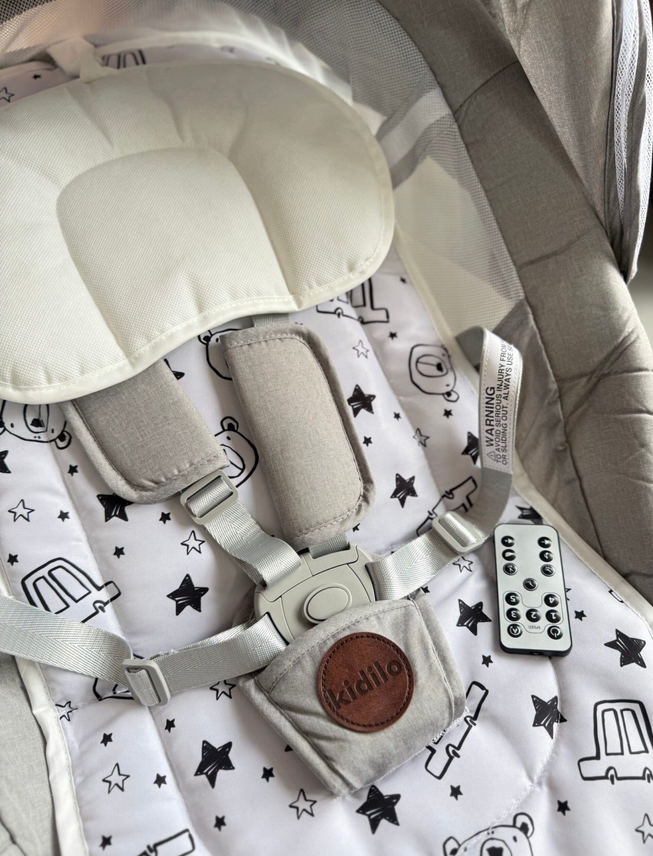 Kidilo – Transat bébé électrique relax  avec moustiquaire et dossier réglable