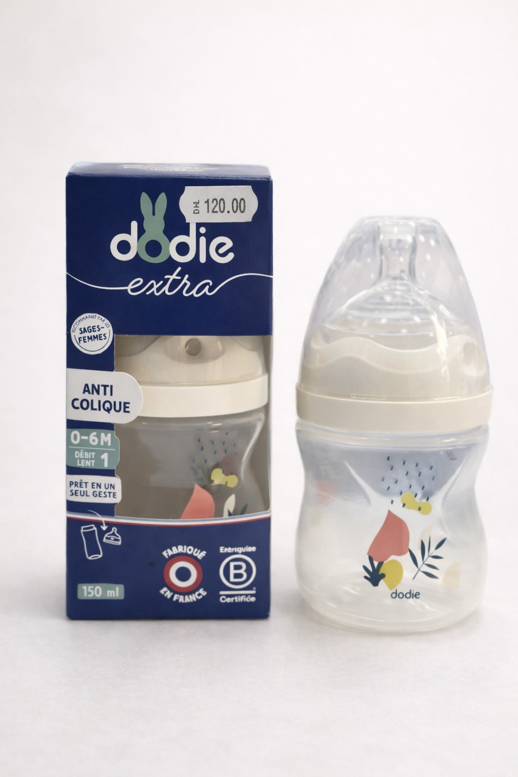 Biberon bébé anti-colique DODIE – 150ml (0 à 6 mois)