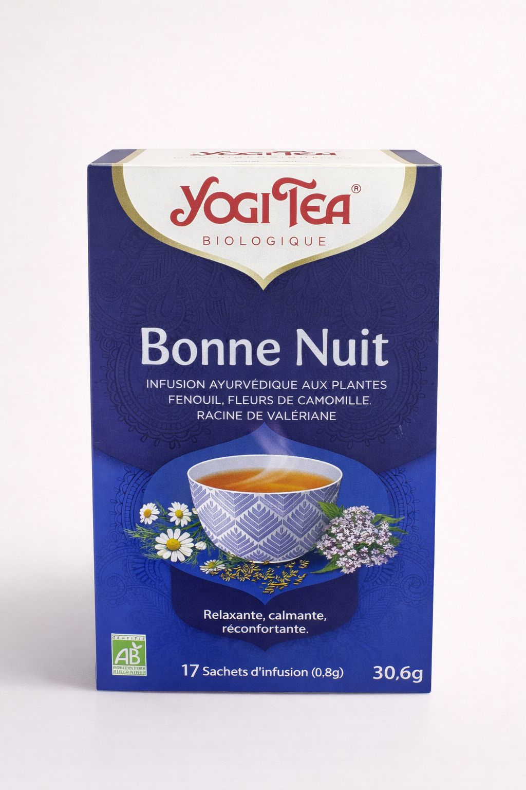 Yogi Tea Bonne Nuit Bio – Infusion Ayurvédique Fenouil, Camomille & Valériane (17 sachets)