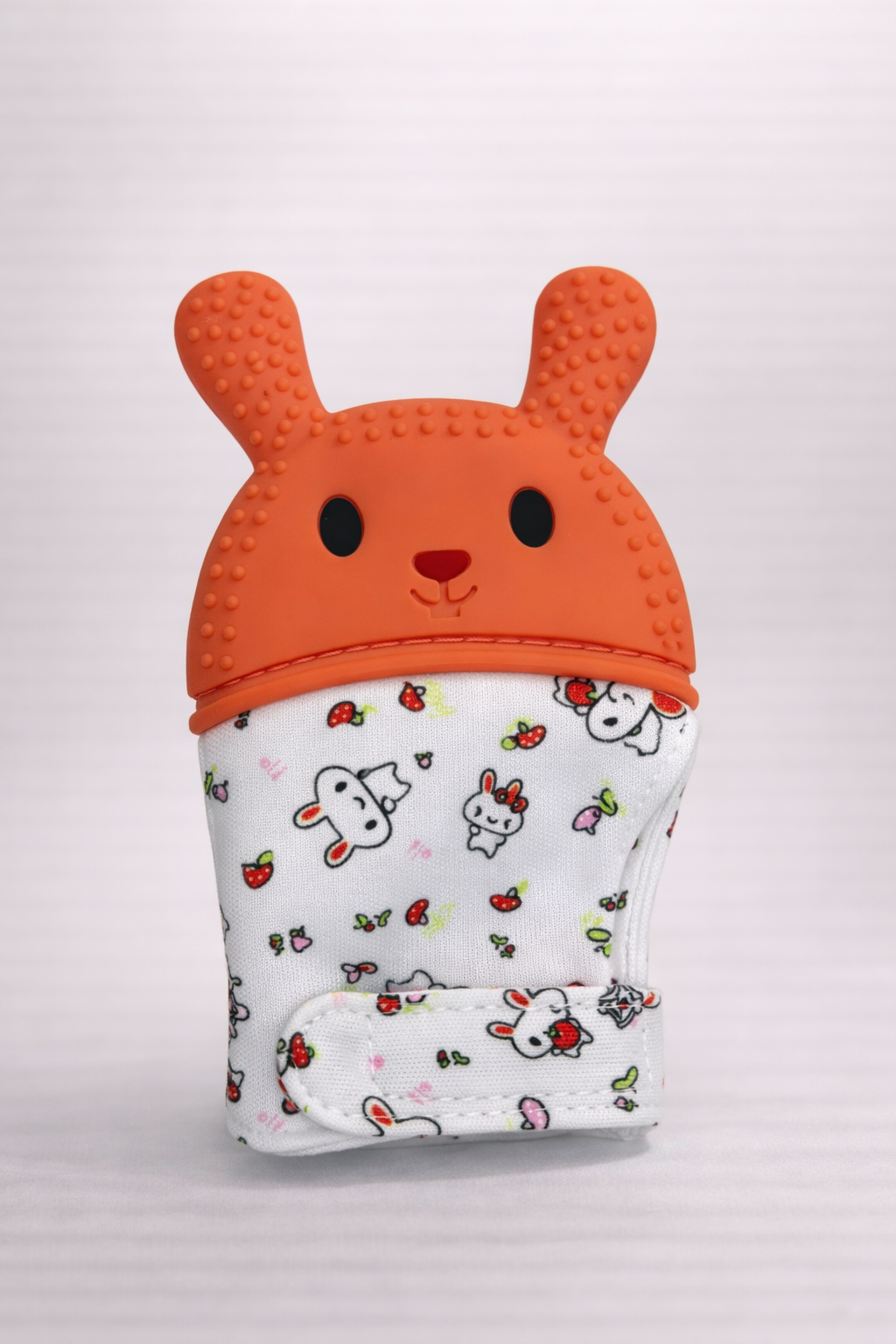 Gant de dentition bébé en silicone avec attache – Motif lapin