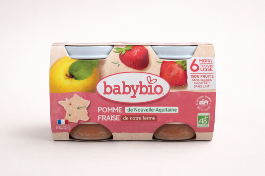 Babybio Pomme & Fraise Bio – Dès 6 mois (100% fruits, sans sucres ajoutés)