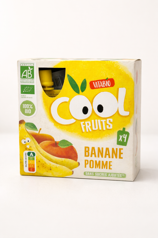 Vitabio Cool Fruits Bio – Banane & Pomme (x4) – Sans Sucres Ajoutés