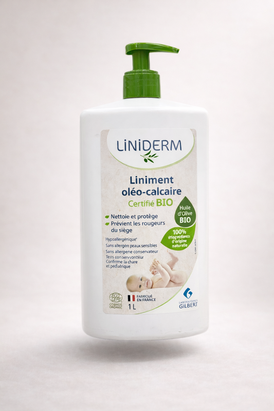 Liniderm Liniment Oléo-Calcaire Certifié BIO 1L – Huile d’Olive Bio – Laboratoires Gilbert
