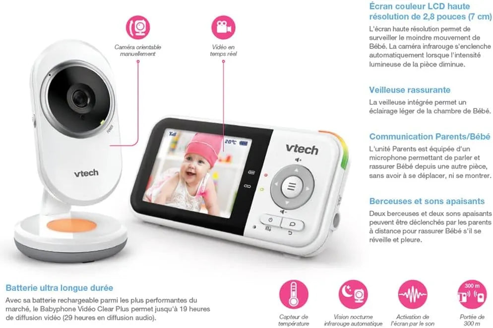 BabyPhone Vidéo Clear Plus – BM3254 – Vtech ( camera bébé )